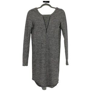 Aritzia Wilfred Heather Grey Ribbed Wool Longsleeve Round Neck Round Hem Dress M